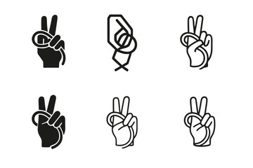 Obraz premium Cord Logo Variations. Cord untangling hack. Set Logo of Cord untangling hack: two-finger loop technique. harmonious logo variations of the same emblematic