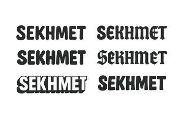 Obraz premium Sekhmet Lettering Variations. Sekhmet Deity. Set lettering. harmonious lettering variations of the same emblematic concept, each with different artistic