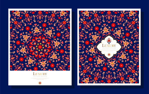 Luxury floral vector background with intricate mandala pattern and elegant frame. Decorative ornamental cultural design for wedding, greeting, festive invitation template, Eid, Ramadan, celebrations. - Powered by Adobe