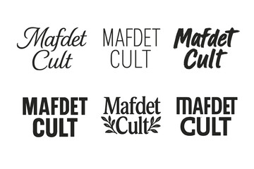 Fototapeta premium Mafdet Cult Lettering Variations. Mafdet Cult. Set lettering. harmonious lettering variations of the same emblematic concept, each with different artistic