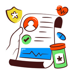 doodle vector design of heart report, diagnosis illustration