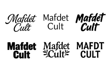 Fototapeta premium Mafdet Lettering Variations. Mafdet Cult. Set lettering. harmonious lettering variations of the same emblematic concept, each with different artistic