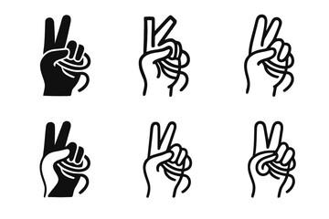 Cord Untangling Logos. Cord untangling hack. Set Logo of Cord untangling hack: two-finger loop technique. harmonious logo variations of the same emblematic