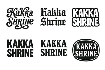 Fototapeta premium Harmonious Lettering Styles. Kakka Shrine. Set lettering. harmonious lettering variations of the same emblematic concept, each with different