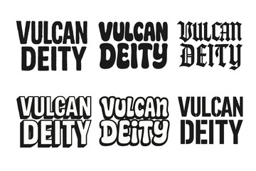Vulcan Lettering Grid. Vulcan Deity. Set lettering. harmonious lettering variations of the same emblematic concept, each with different artistic interpretation