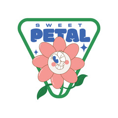 Cartoon Style Cute Sweet Petal Flower Character Design Isolated Illustration