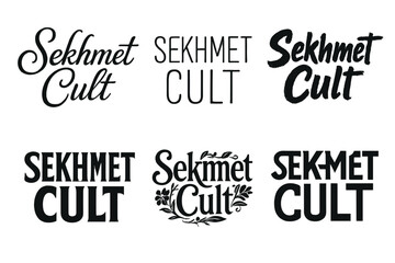 Fototapeta premium Sekhmet Lettering Variations. Sekhmet Cult. Set lettering. harmonious lettering variations of the same emblematic concept, each with different artistic