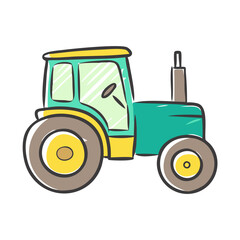 Colorful vector illustration of a farm tractor