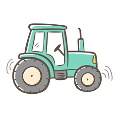Turquoise tractor vector illustration scalable farm vehicle icon