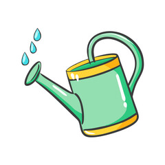 Scalable vector illustration of a green watering can pouring water