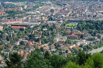 Aerial view of the city of Innsbruck, Austria