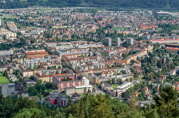 Aerial view of the city of Innsbruck, Austria