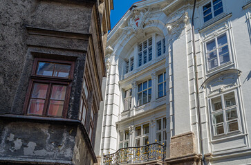 Colorful facades in the old town of Innsbruck, Austria