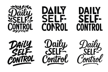 Fototapeta premium Harmonious Lettering Grid. Daily self-control. Set lettering. harmonious lettering variations of the same emblematic concept, each with different artistic