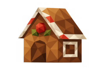 Gingerbread house low poly illustration for christmas sweets and holiday winter season celebration