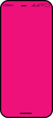 A bright pink smartphone with a blank screen and a subtle shadow perfect for design mockups