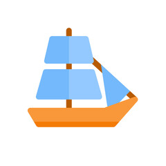 ship sails flat icon illustration