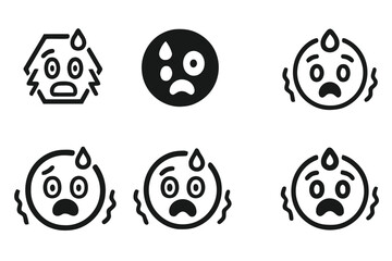 Obraz premium Panic Face Logos. Panic face. Set Logo of Panic face: sweat drop and jitter lines. harmonious logo variations of the same emblematic concept, each with