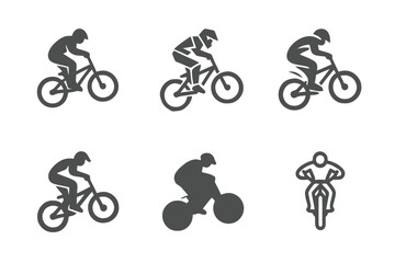 Fototapeta premium BMX Logo Variations. BMX riding. Set Logo of BMX riding: biker performing jump trick. harmonious logo variations of the same emblematic concept, each with