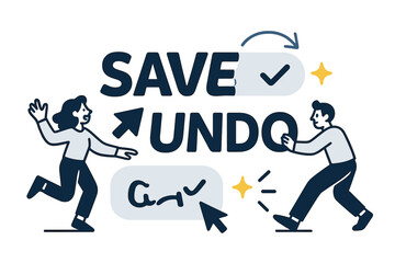 Dynamic UI Typography. Kinetic Typography ? UI Microcopy. ?Save? and ?Undo? glide between states; a cursor nudges letters that slide with elastic ease. Tiny