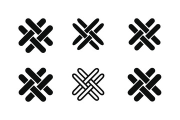 Obraz premium Fabric Logo Variations. Fabric stitching. Set Logo of Fabric stitching: cross-thread pattern close-up. harmonious logo variations of the same emblematic