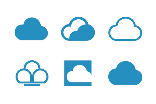 Cloud Logo Variations. Clear Sky. Set Logo of Clear Sky: Cloud. harmonious logo variations of the same emblematic concept, each with different artistic
