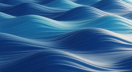 Abstract rendering of fluid waves, varied blue shades with light and shadow interplay