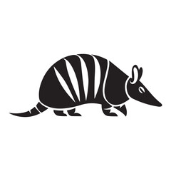Armadillo silhouette illustration on white background. Simple wildlife animal design perfect for logo, tattoo, nature theme, or educational graphic art concept.