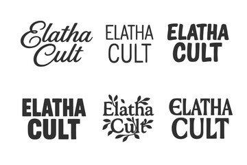 Diverse Lettering Harmonies. Elatha Cult. Set lettering. harmonious lettering variations of the same emblematic concept, each with different artistic