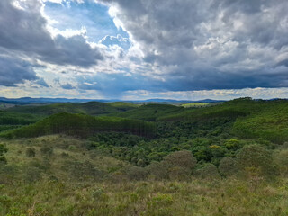 Fototapeta premium view of the mountains and storm clouds