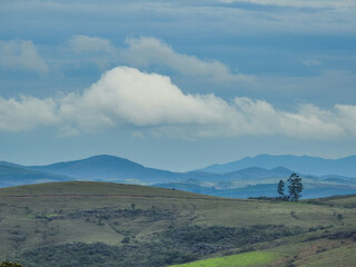 mountain landscape with blue sky and clouds