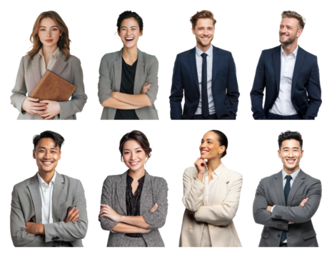 PNG Diverse professionals smiling confidently, element set on transparent background