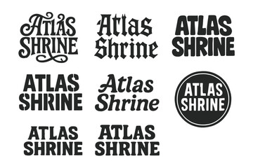 Fototapeta premium Atlas Shrine Lettering. Atlas Shrine. Set lettering. harmonious lettering variations of the same emblematic concept, each with different artistic