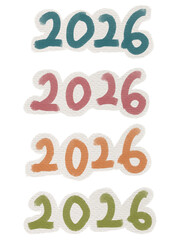 Watercolor Pastel Green, pink and orange Year 2026 Typography