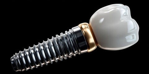 Close-up of White Dental Implant Supporting Tooth Restoration