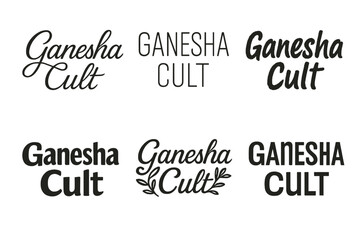 Fototapeta premium Ganesha Lettering Variations. Ganesha Cult. Set lettering. harmonious lettering variations of the same emblematic concept, each with different artistic
