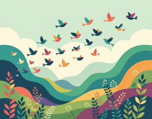 Fototapeta premium abstract background with birds