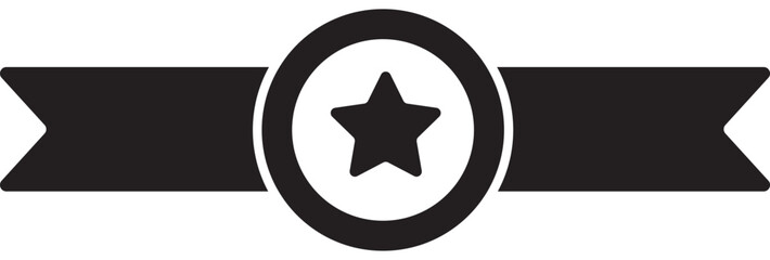 Quality Badge Icon with Star and Ribbon Banner