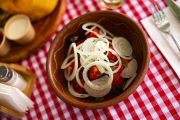 Traditional Macedonian salad with fresh vegetables