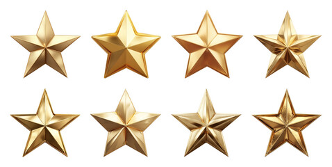 Obraz premium PNG Shiny golden star collection, transparent background
