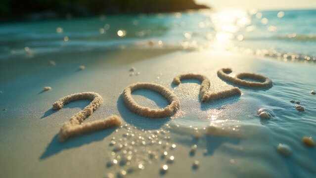 A close-up shot of the numbers "20" and "50" in the sand on a beach.