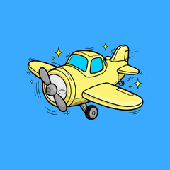 Cute Yellow Toy Airplane Vector Illustration