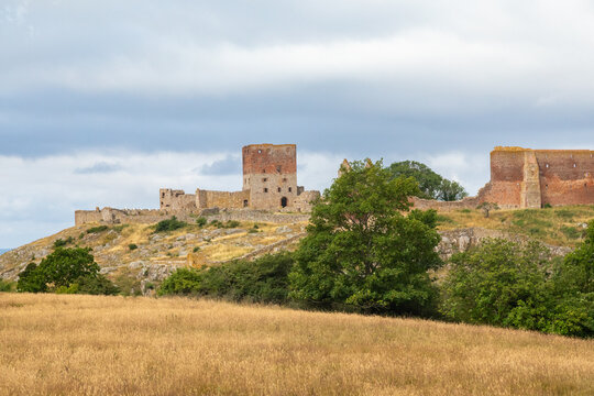Ruins of Hammershus Castle Fortress on the Island of Bornholm, Denmark in the Baltic Sea 