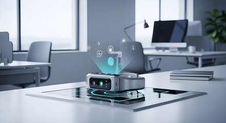 Modern Scanner Device with Fingerprint Technology and Digital Interface Display