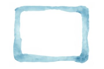 Light blue watercolor frame creating a hand-drawn border for creative design elements, featuring a transparent background