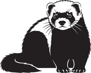 Adorable ferret sitting front facing detailed graphic art cute pet wildlife mammal animal portrait