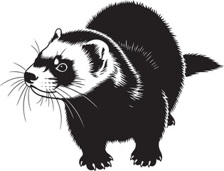 Black and white ferret portrait for artistic projects featuring cute mustelid wildlife photography and animal artistry