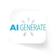 A square white icon with ai generate text and a starburst effect in the background