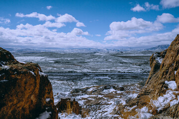Winter city landscape