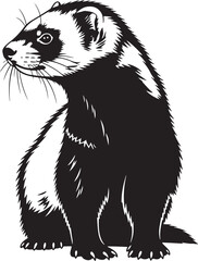 Black and white ferret portrait detailed fur texture playful animal art cute pet domesticated mammal wildlife